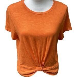 Sanctuary Women's Orange Punch Twist Front Short Sleeve Crewneck Top XL